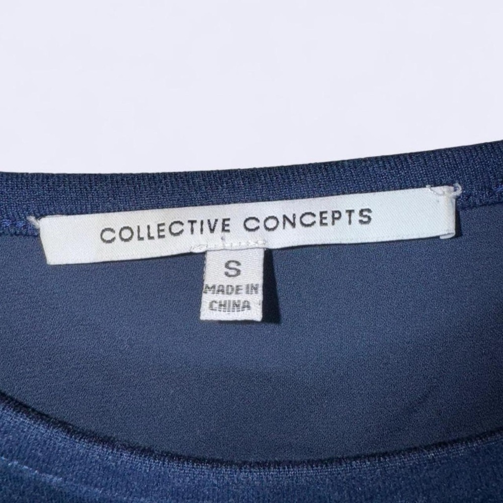 Collective Concepts Dark Blue Puff Sleeve Top - Picture 3 of 6